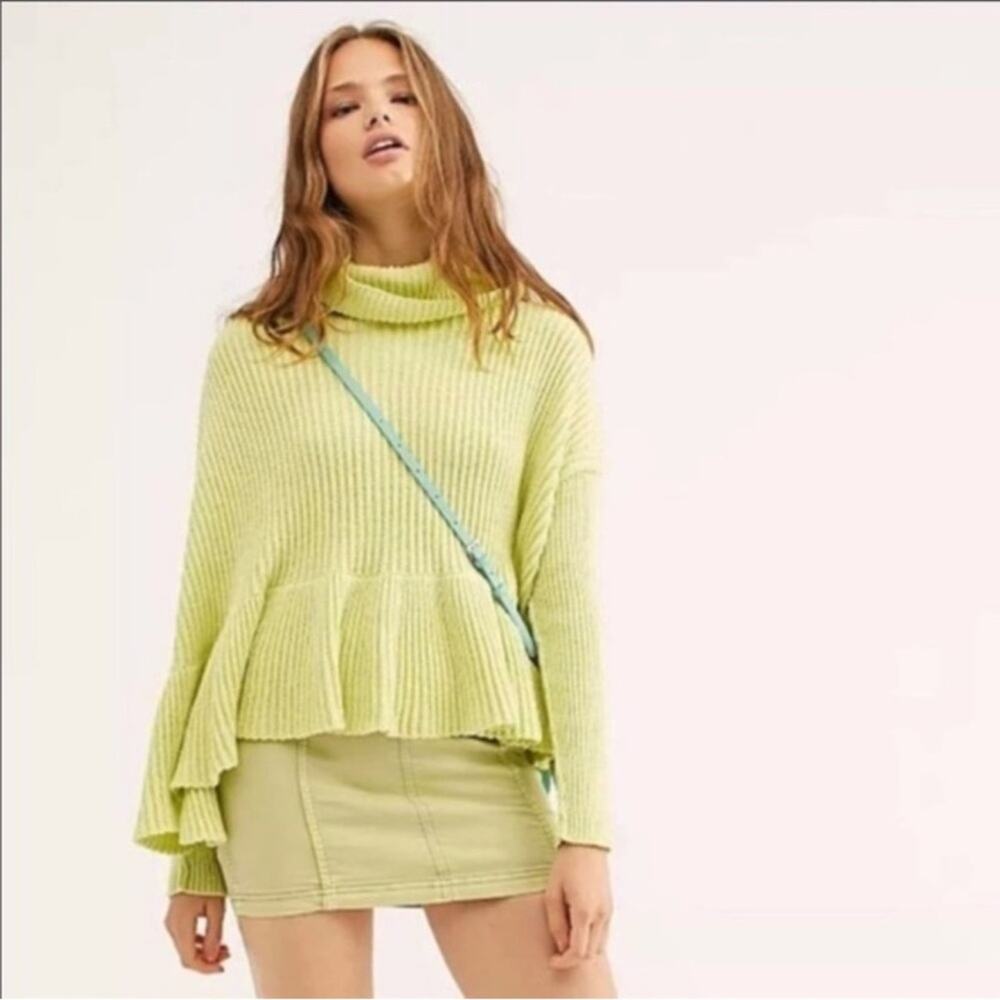 Free People Key Lime Layer Cake Peplum Sweater - Picture 5 of 7